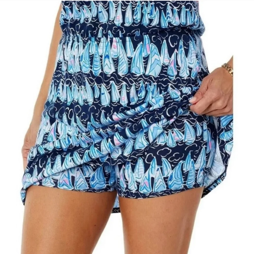 Lilly Pulitzer Navy and Light Blue Printed Mini Dress/Romper - Picture 5 of 11
